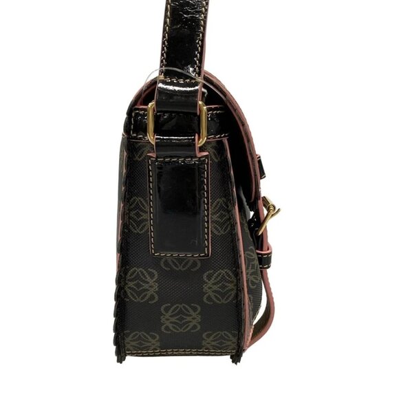 LOEWE Macadam Black Pink PVC Patent Leather Shoulder Bag 296-080925 - Picture 4 of 14